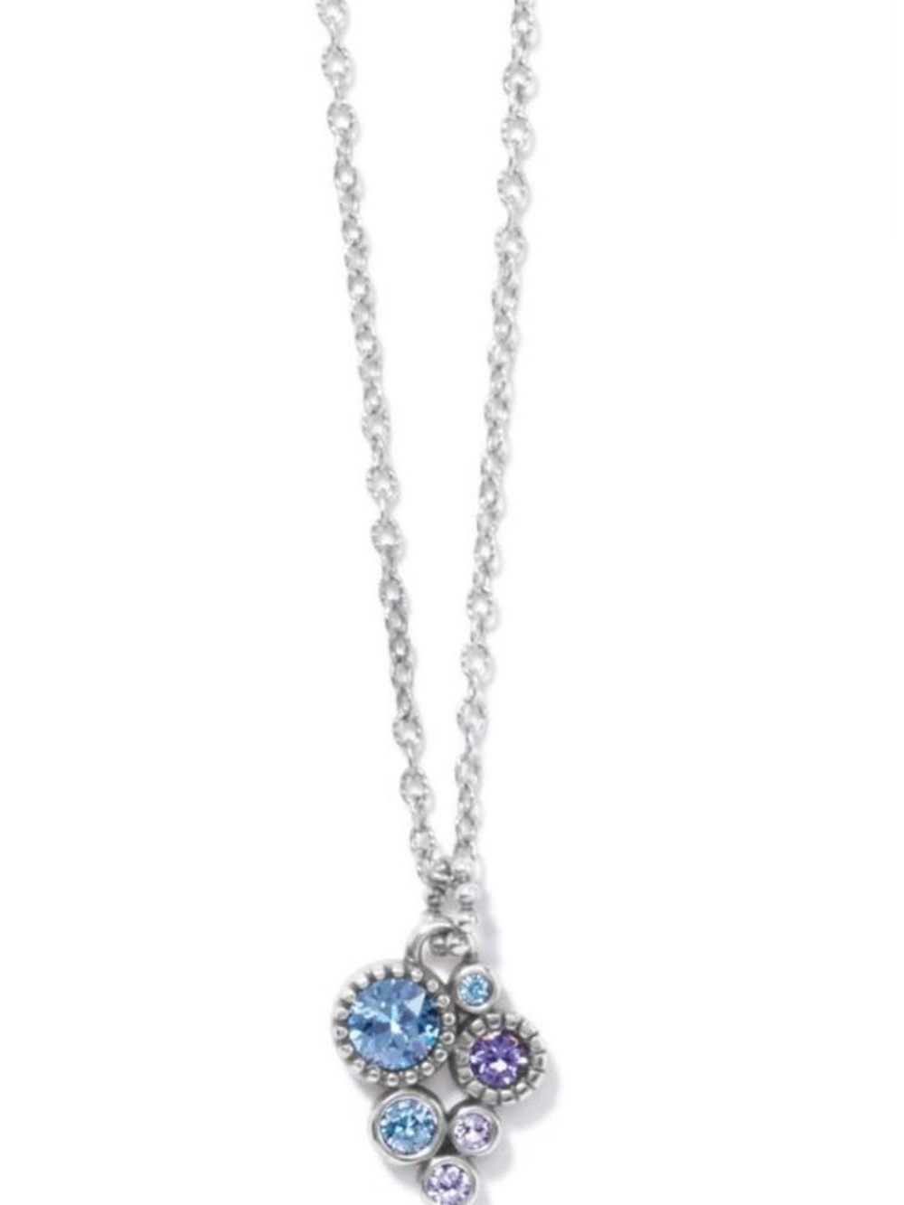 Brighton Silver-Tone Necklace with Blue and Purple Crystals